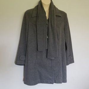 Roaman's gray fleece peacoat with scarf